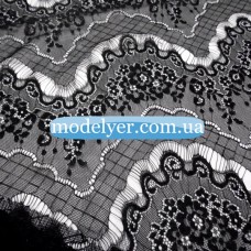 Ткань Гипюр ресничка (черный)